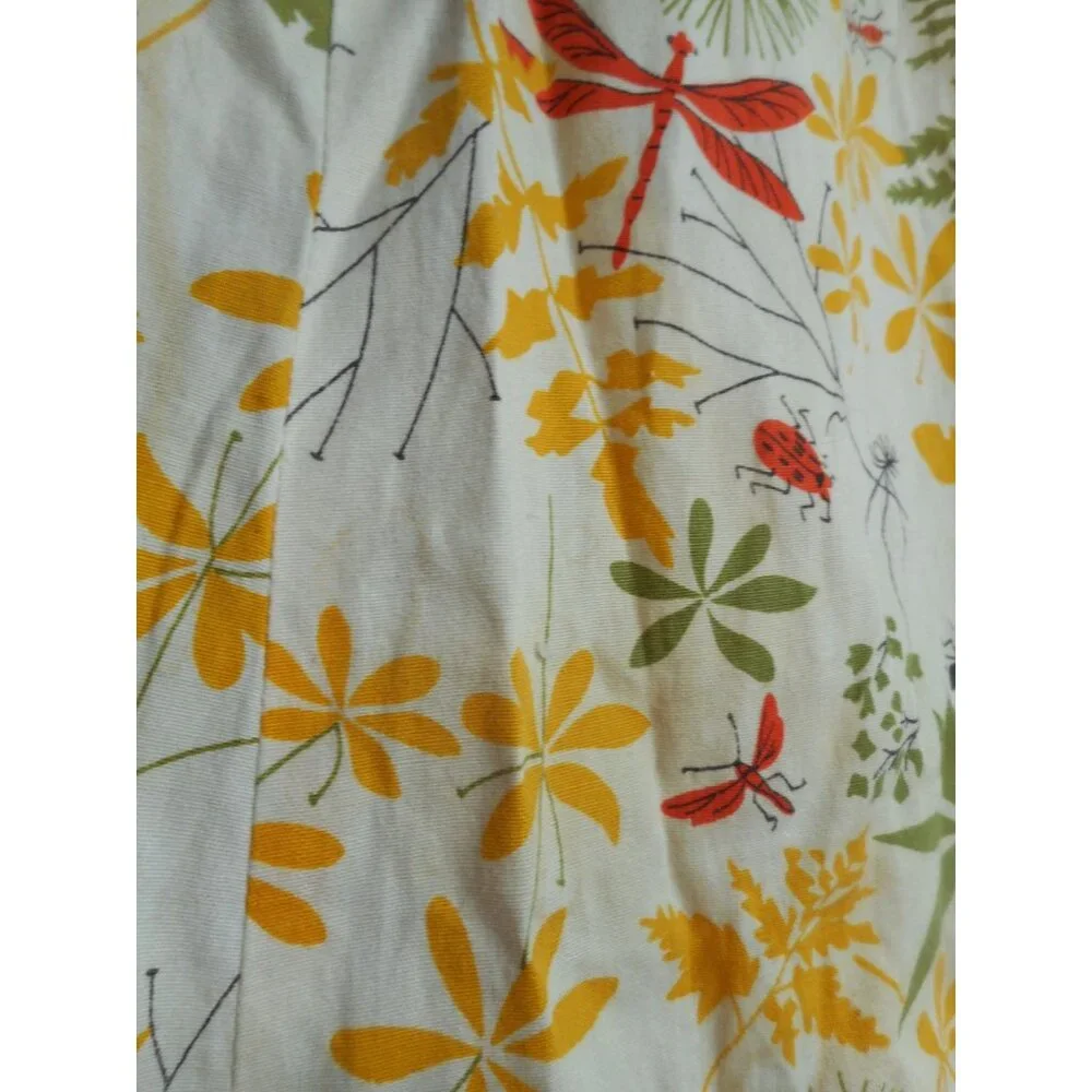 Vintage Circle Skirt Sz S Handmade Floral dragonflies Ants button front Estate - Picture 7 of 9